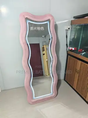 Standing Mirror With Light Pink
