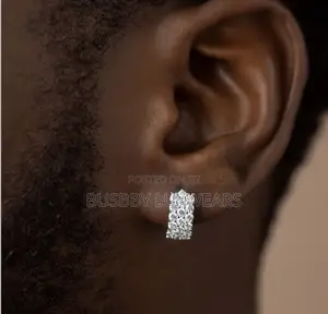 VVS Moissanite Sparkling, Silver-Toned Huggie Hoop Earrings