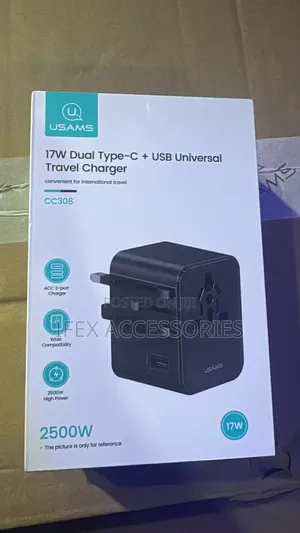 Usams 17w Dual Type-C + Usb Universal Travel Charger