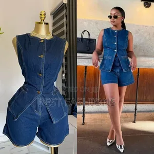 Ladies 2pcs Jeans Shorts