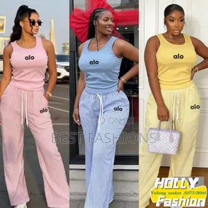 Ladies 2pcs Sleeveless Top and Palazzo Trousers