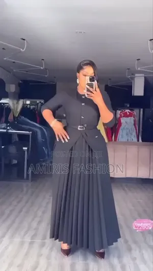 Beautiful Pleated Long Gown With Belt