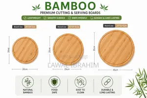 Premium Bamboo Round Serving Plates – Lightweight Durable