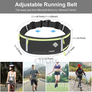 Haweel Running Belt Bag Sports Waterproof Waist Phone Pocket(Black)