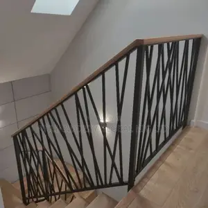 Integrated Wrought Iron Rails Design With Wood Cupping