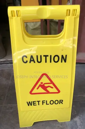Yellow, A-frame "Caution Wet Floor