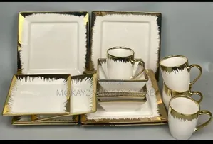 16pcs High Quality Statement Gold White European Luxury Ceramic