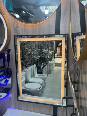 80x60cm Black Frame  3 Colored Led Lights Mirror