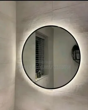 60x60cm Black Framed 3 Colored Round Led Lights Mirror