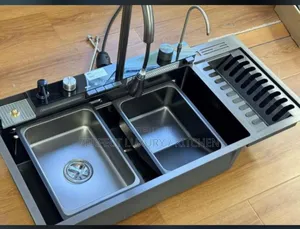100x45 Luxury 4 Button Kitchen Sink With Plate Tracks