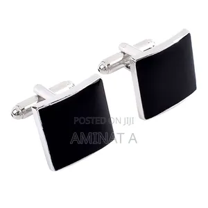 Quality Silver Black Cufflinks for Men With Case