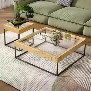 Creative Rectangle Transparent Glass Twin Nordic Coffee Table