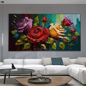 Red Rose Oil Painting on Canvas