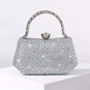 Studded Silver Occasion Clutch Purse