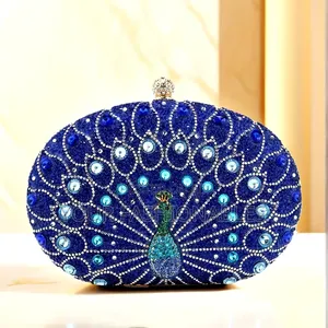 Beautiful Blue Stone Set Peacock Clutch Purse