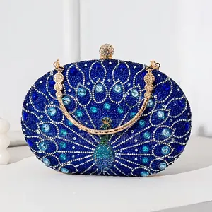 Beautiful Blue Stone Set Peacock Clutch Purse