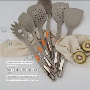 Silicone Heat Resistant Silicone Spoon Set With Stand.