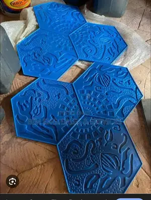 Blue Vintage Stamping Mart,Concrete, Floor Painting