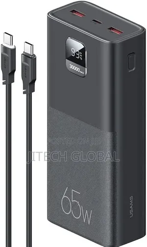 Usams 65w Power Bank 30000mah for iPhone, Laptop, Macbook, Tablet.