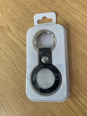 Black Leather Airtag Keychain Case