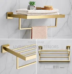 Square Matt Gold Multiple Towel Rack 304 Material