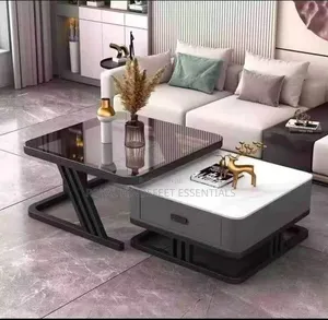 Real Marble and Tempered Glass Twin Center Table With Drawer