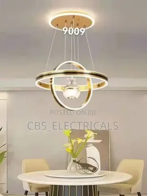 Interlocking Ring Chandeliers With a Crystal-Core Orb