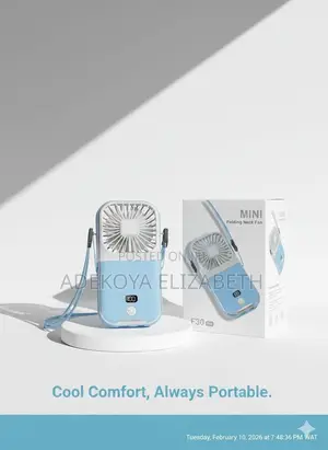 Mini Foldable Neck Fan With Inbuilt Power Bank