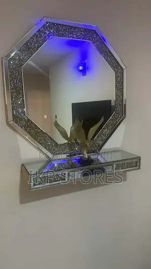 Luxury Crystal Wall Console Mirror With Floating Shelf