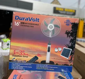 16 Inches Duravolt Rechargeable Standing Fan With Solar Panels