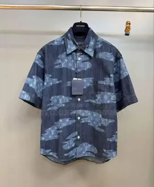 Top Notch Louis Vuitton Men’S Denim Short-Sleeved Shirt 
