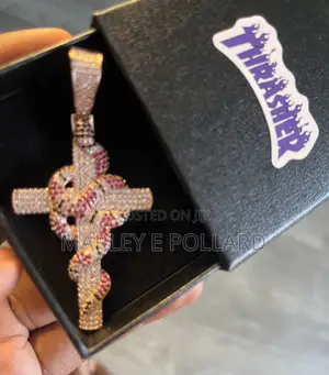 Carbon Diamond A+ Iced Out Stones Pendant Rope Necklace Rose Gold