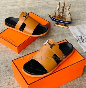 Hermes Leather Slipers Brown 40-46