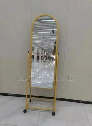 Standing Moveable Dressing Mirror With Shelves White