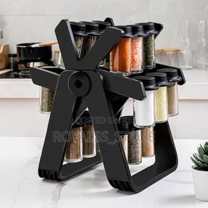 18pcs Wheel Rotating Spice Rack Spice Container