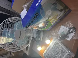 Dura Volts Rechargeable Solar Table Fan With Solar Panel and Bulb