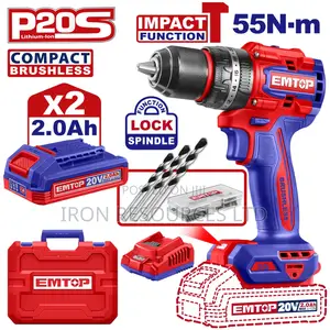 Emtop Compact Brushless Cordless Drill 55n-M