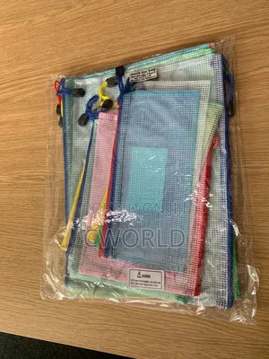 Colored Mesh Zip File Bag Set – 15 Pcs