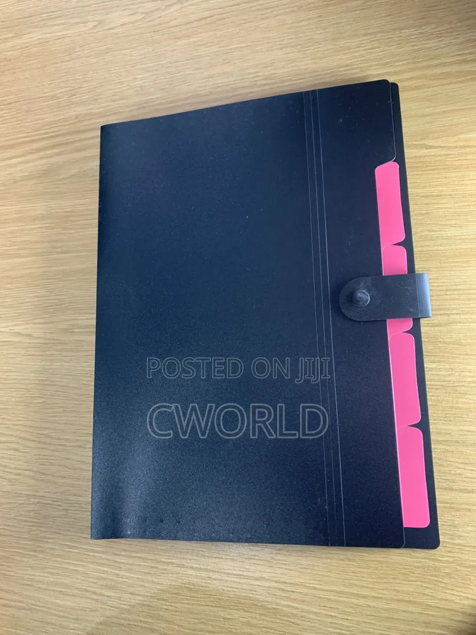Black File Folder With Pink Tabs