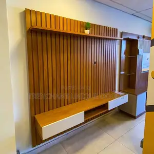 Tv Media Stand With Fluted Panel Wall Gladding