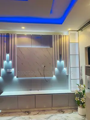 Tv Media Stand With Fluted Panel Wall Gladding