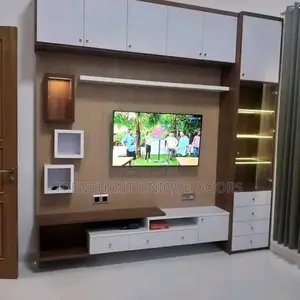 Tv Media Stand With Fluted Panel Wall Gladding