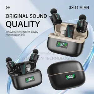 Dual Wireless Mic Sx35 Mini Charging Case Lavalier Microphone