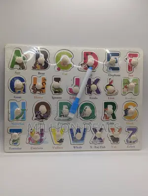 Wood Peg Puzzle Abc Educational Kids Toy Ages 4+