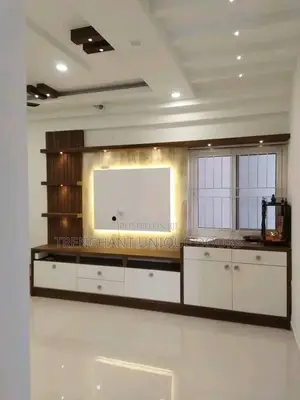 Tv Media Stand With Fluted Panel Wall Gladding