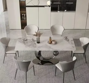 Contemporary 6 Seaters Marble Top Dining Table