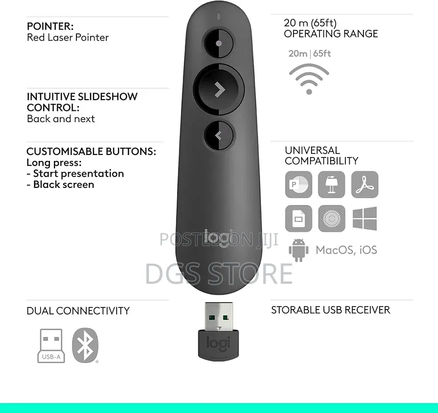 Logitech R500s Laser Presentation Remote 20m Range