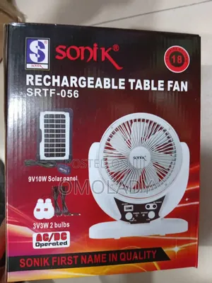Solar Panel Fan Sonik Rechargeable Table Fan With Bulbs