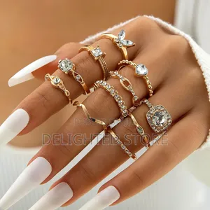 11in 1 Retro Niche Gold Star and Moon Knuckle Rings