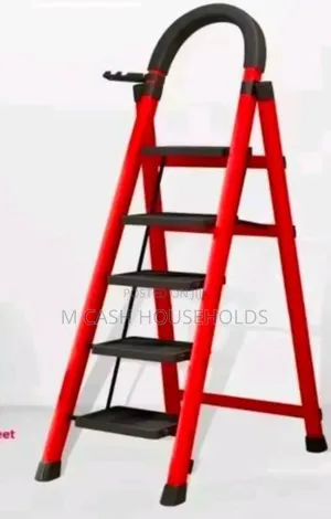 5-step Red Foldable Household Ladder